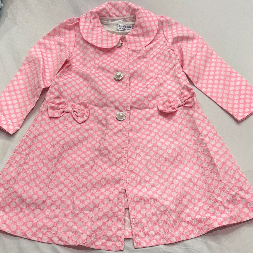 Blueberi Boulevard Pink Polka Dot Coat